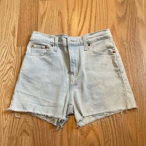 Levi’s light wash high rise denim shorts